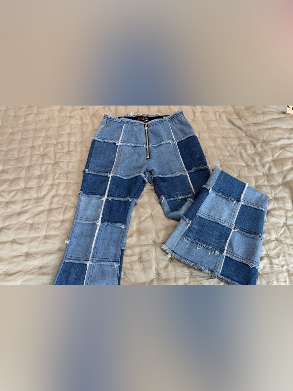 dELiA*s Two-Tone Patchwork Blue Denim Wide-Leg Jeans